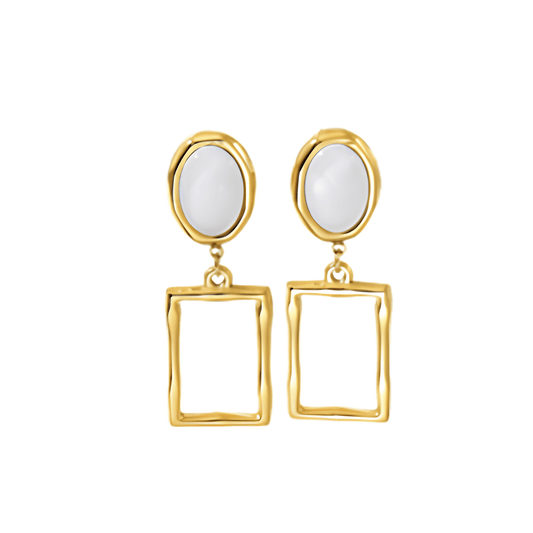 Geometric Stone Drop Earrings
