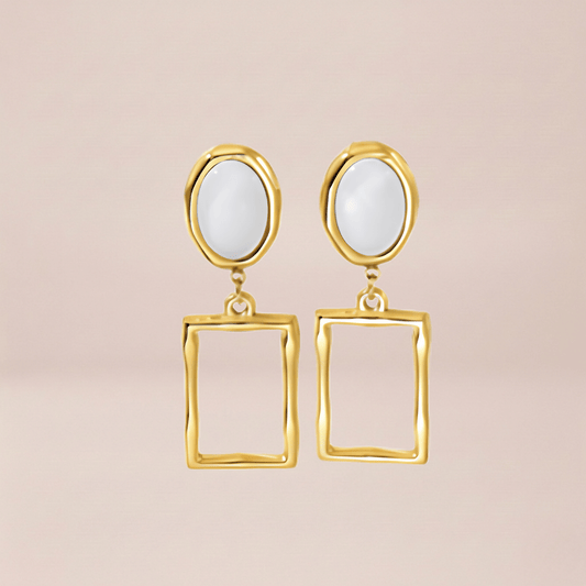 Geometric Stone Drop Earrings