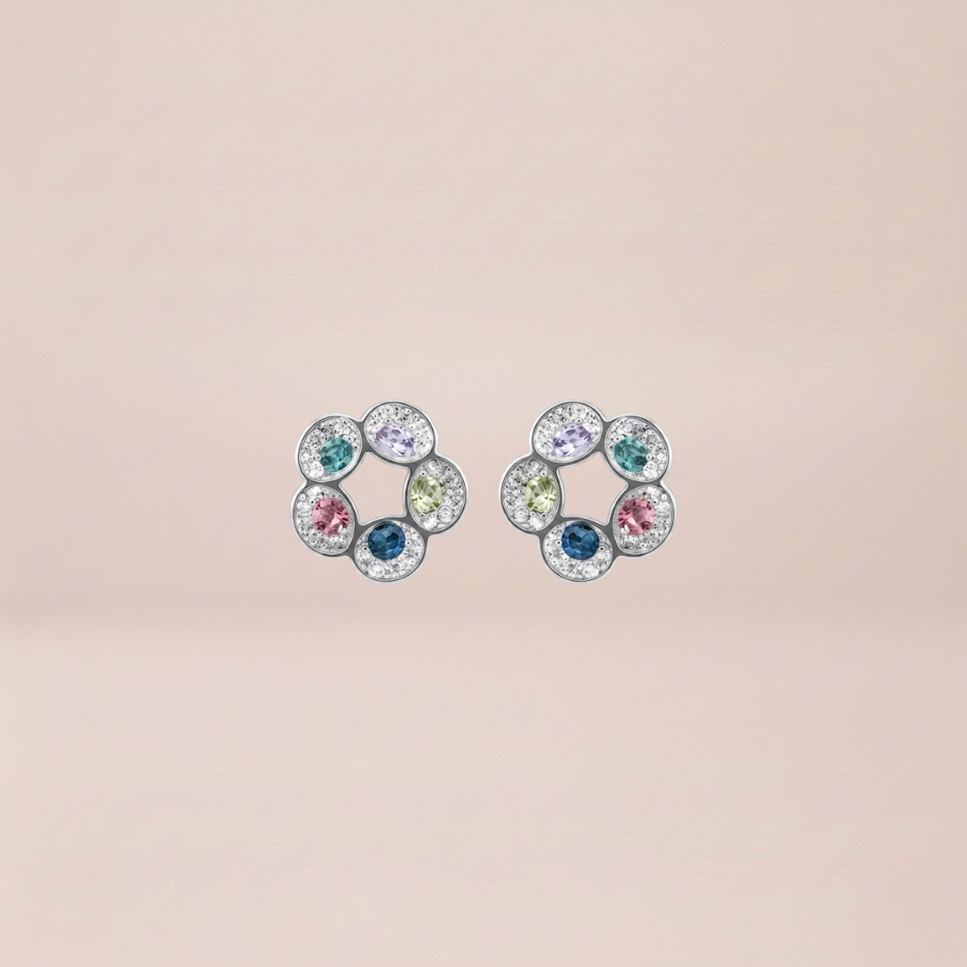 The Pastel Floral Hoop Studs