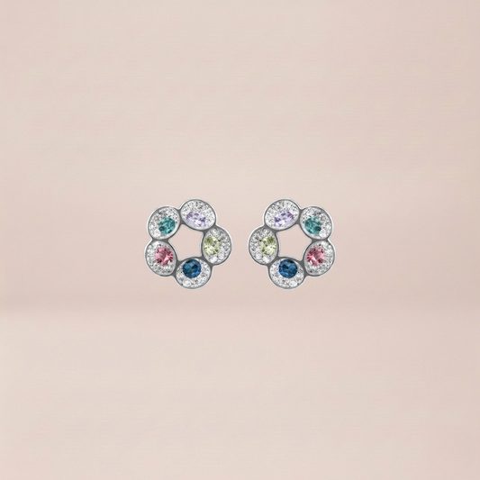 The Pastel Floral Hoop Studs