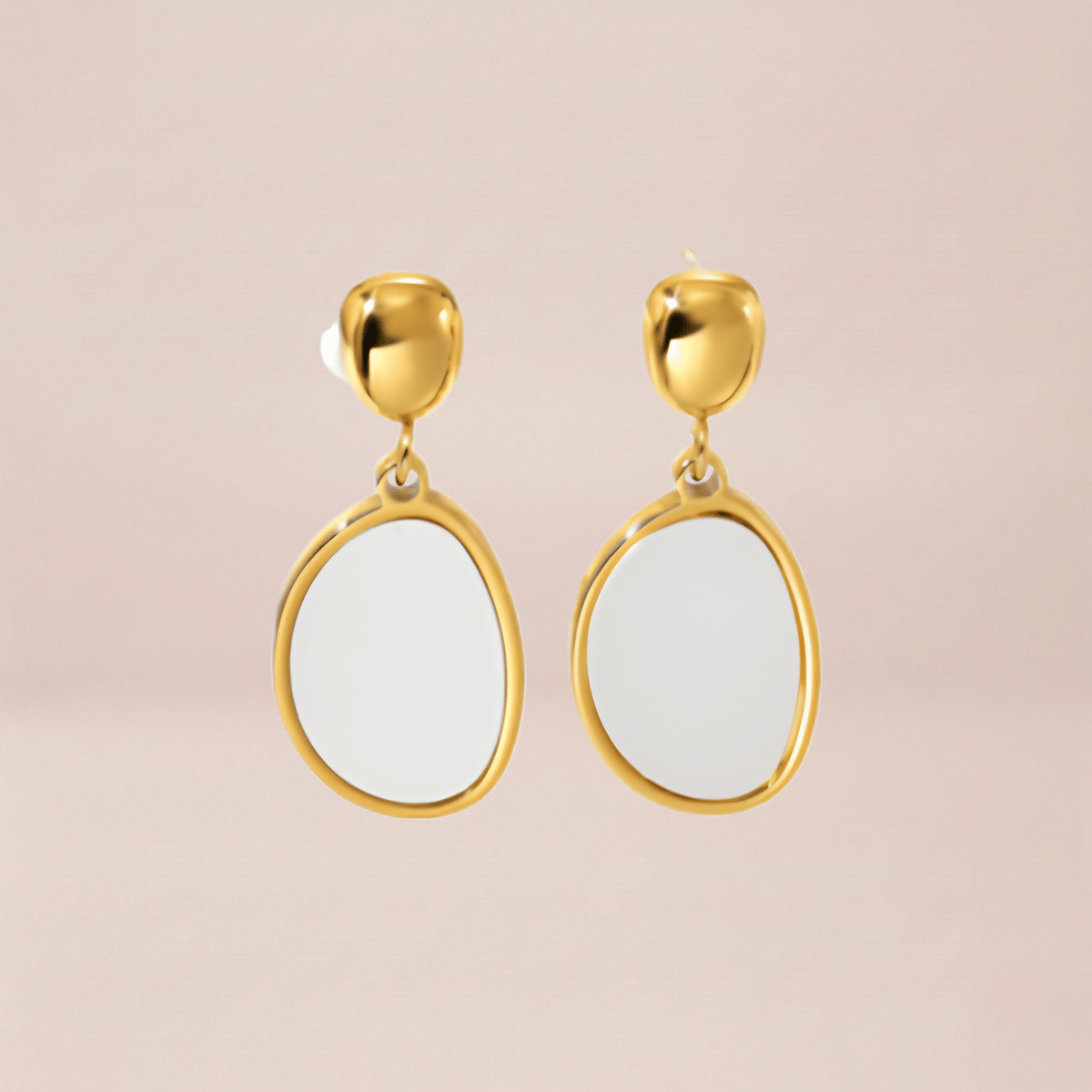 Asymmetric Organic Stone Drop Earrings
