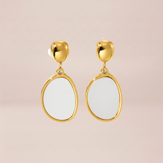 Asymmetric Organic Stone Drop Earrings