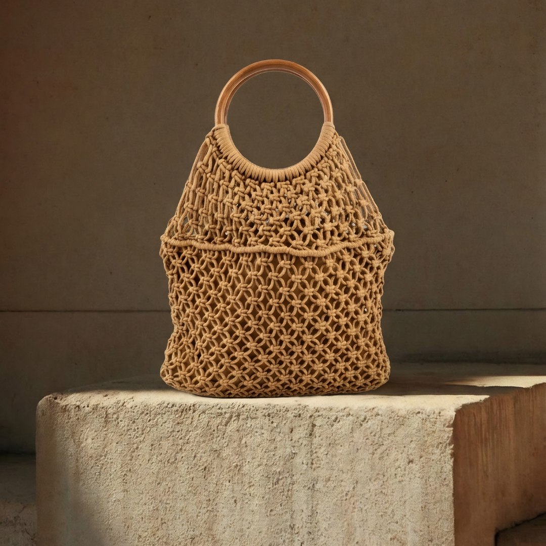 Sunset Macramé Ring Handle Bag