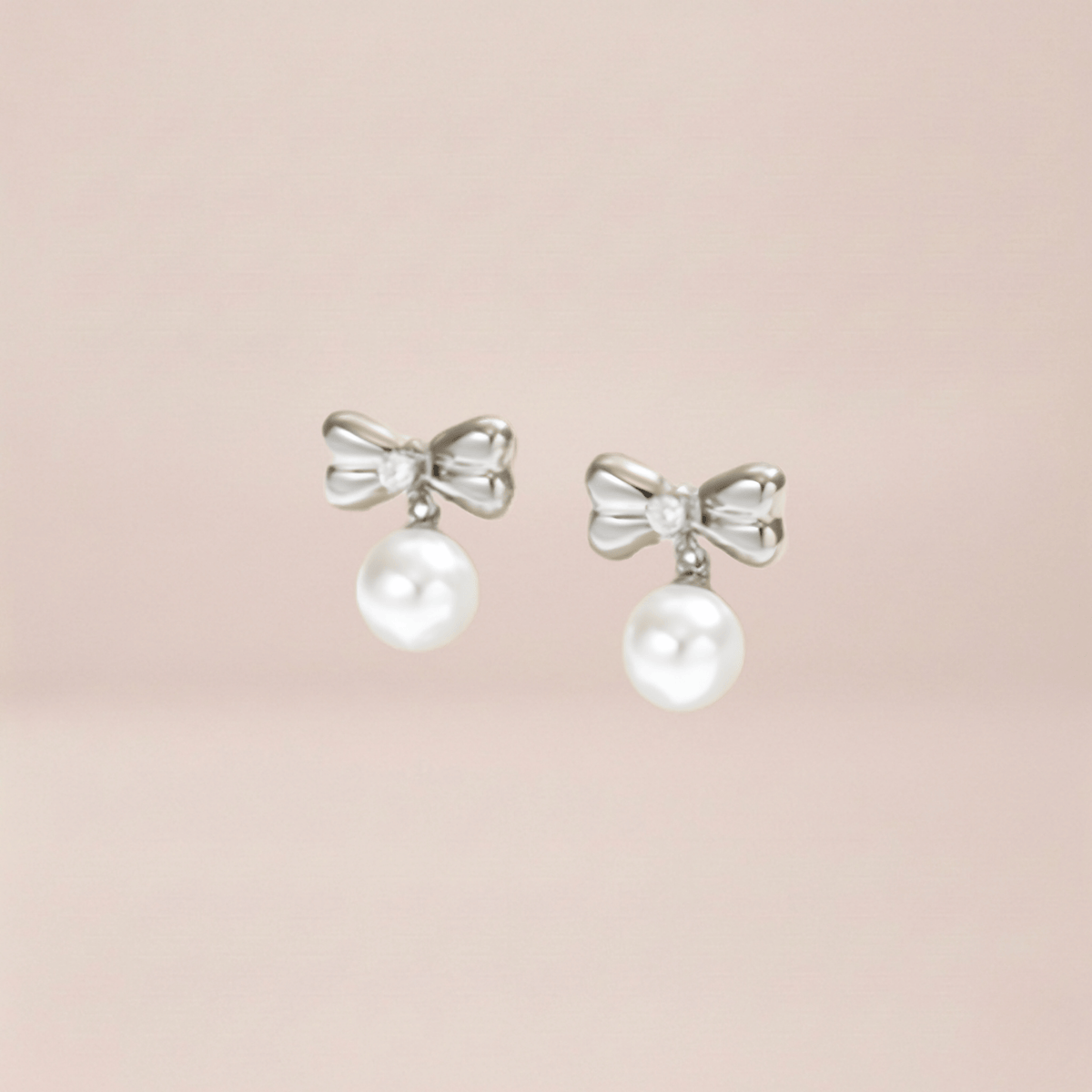 Dainty Bow Pearl Drop Earrings