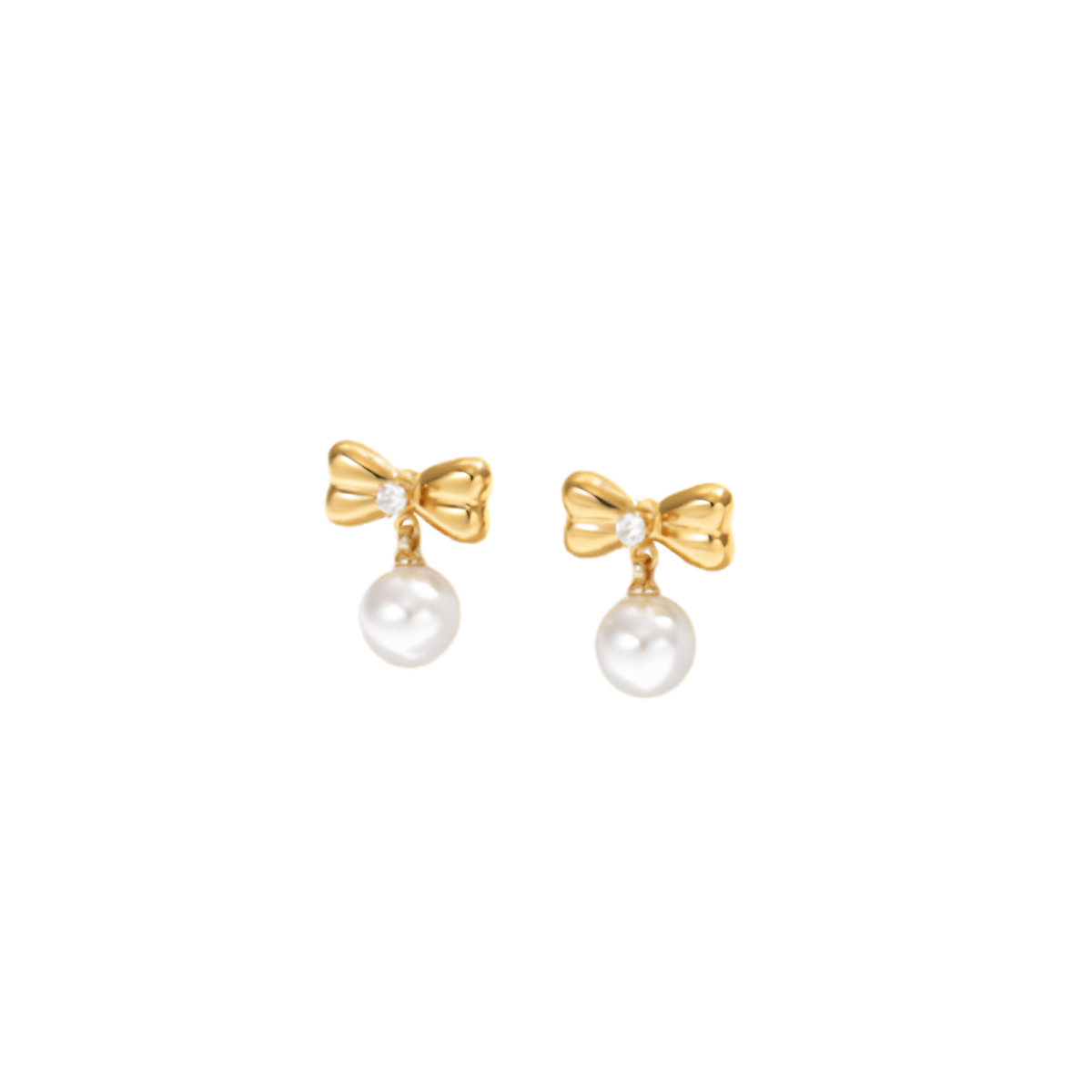 Dainty Bow Pearl Drop Earrings