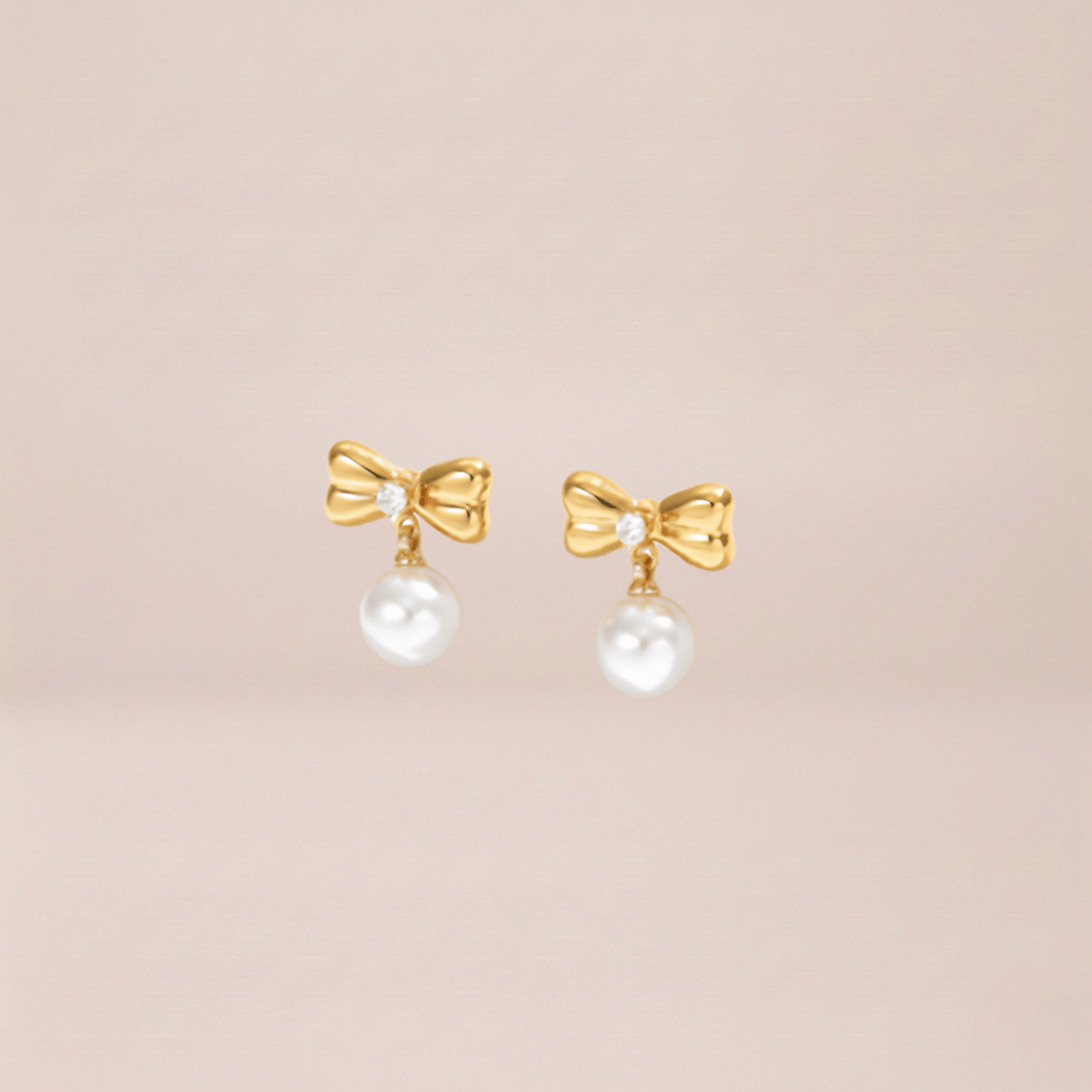 Dainty Bow Pearl Drop Earrings