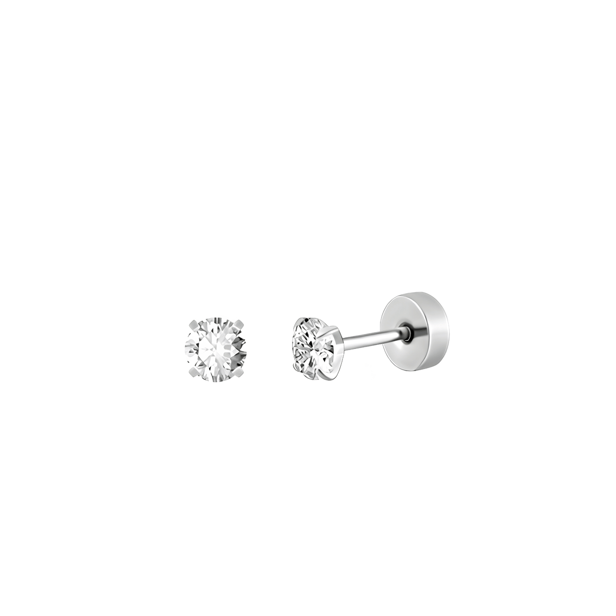 Solitaire Flat Back Stud Earrings