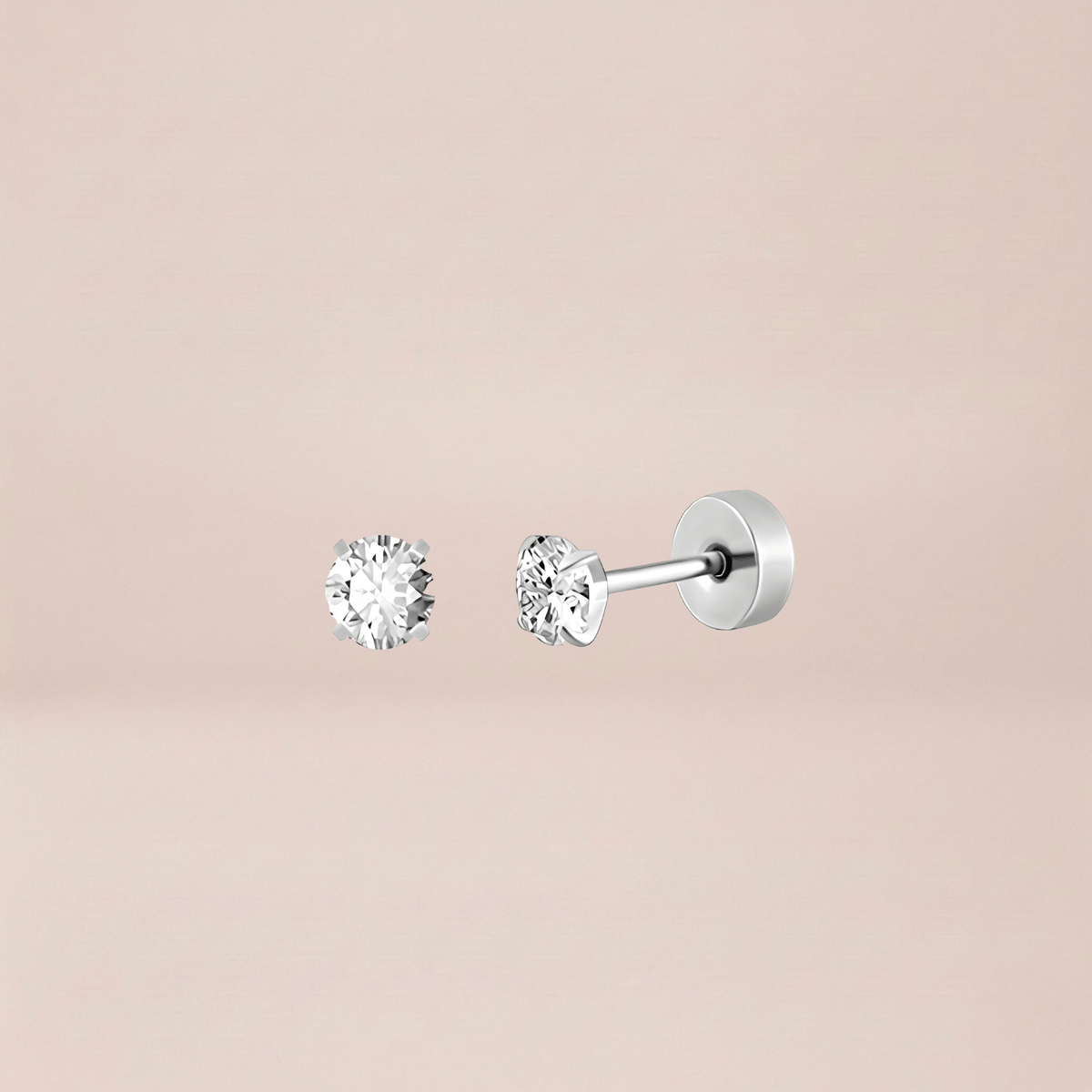Solitaire Flat Back Stud Earrings