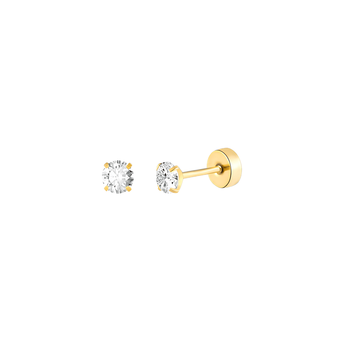 Solitaire Flat Back Stud Earrings