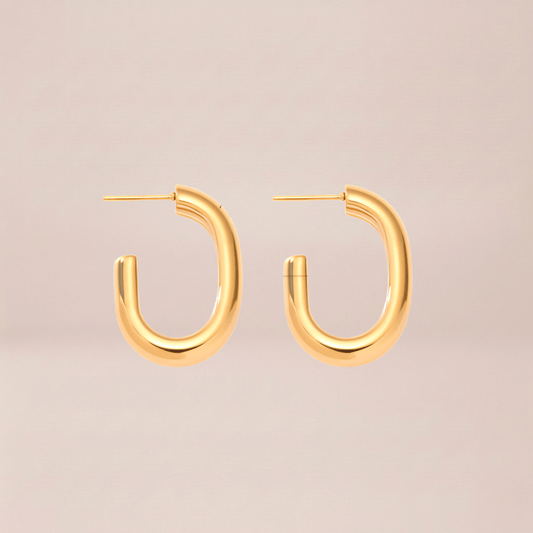 Modern Oval Hoop Earrings