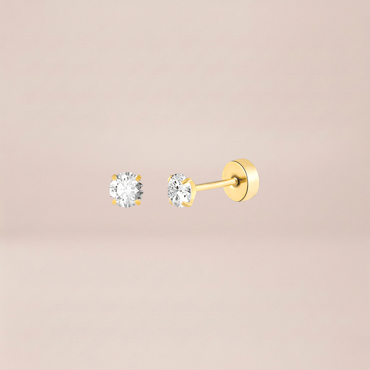 Solitaire Flat Back Stud Earrings