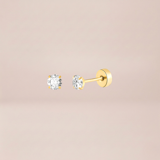 Solitaire Flat Back Stud Earrings