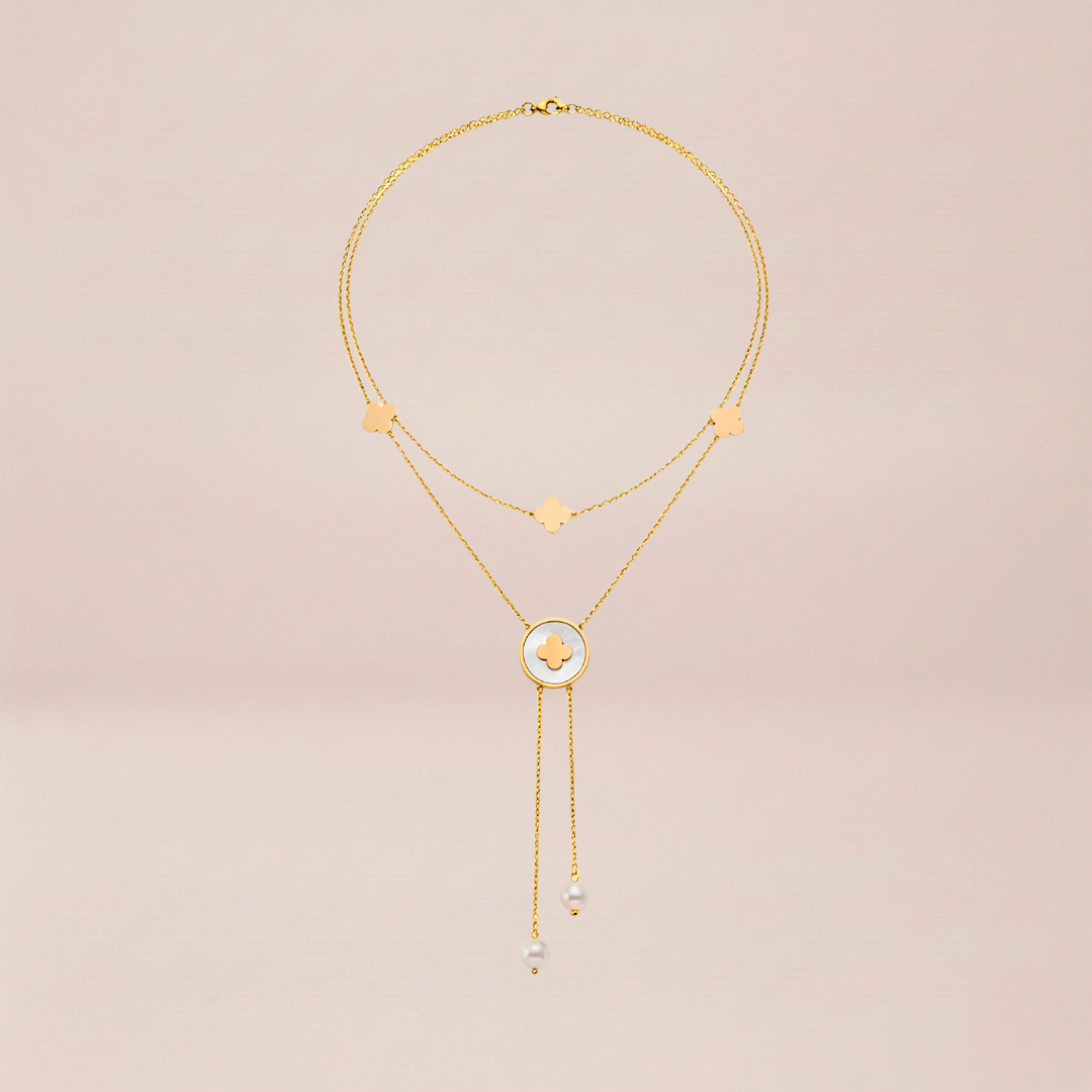 The Clover Lariat Double Layer Necklace