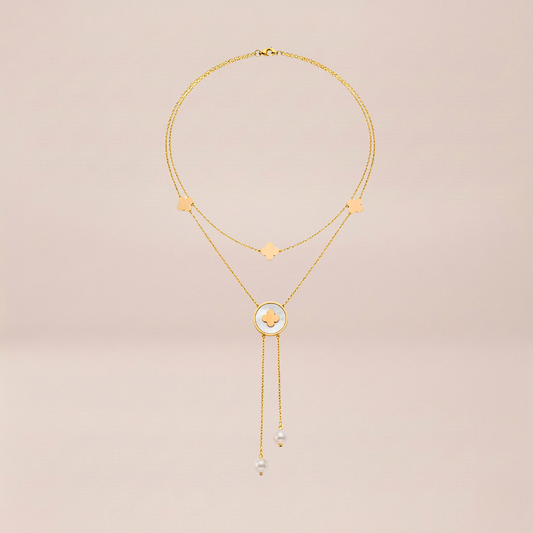 The Clover Lariat Double Layer Necklace