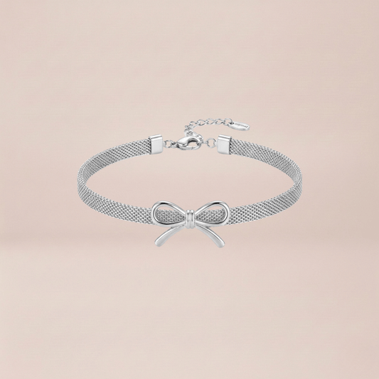 Silver Bow Mesh Bracelet