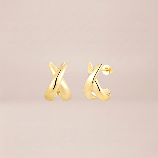 Cross-Over Huggie Hoop Earrings