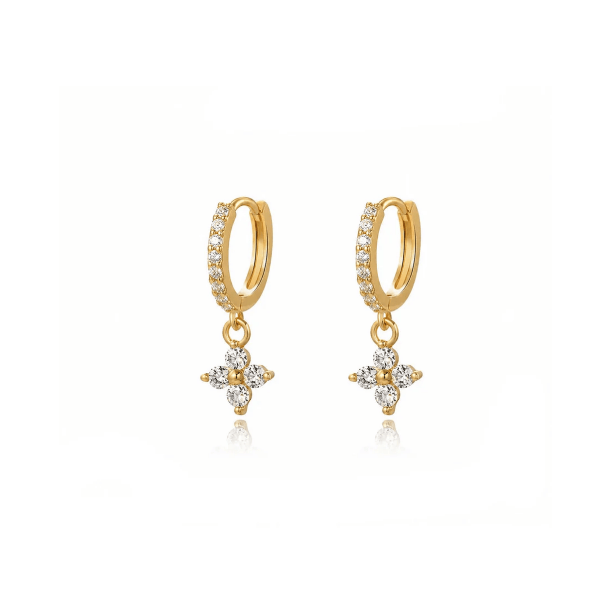 Crystal Blossom Charm Huggie Earrings