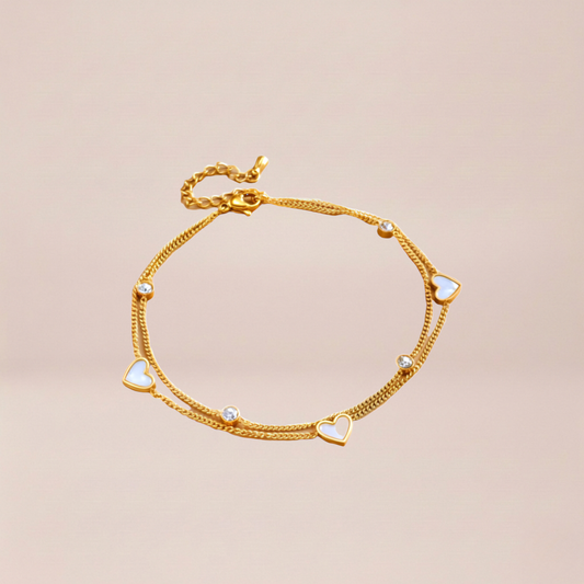 Aurelia White Hearts Anklet