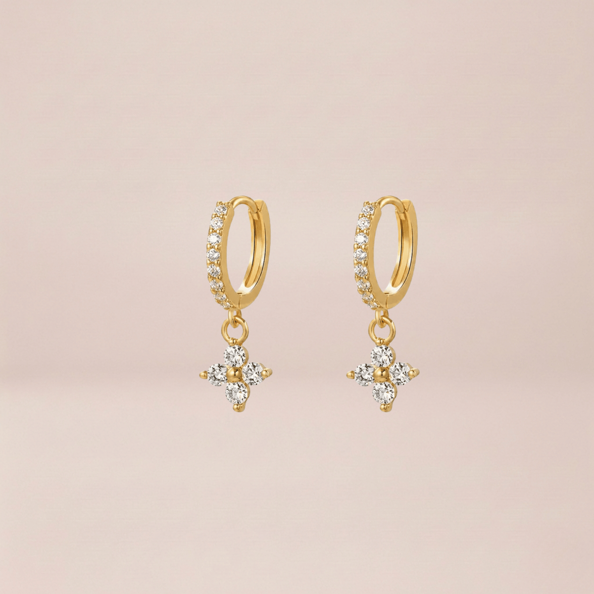 Crystal Blossom Charm Huggie Earrings
