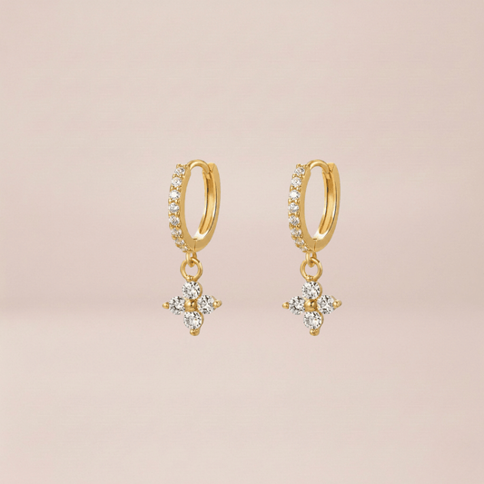Crystal Blossom Charm Huggie Earrings