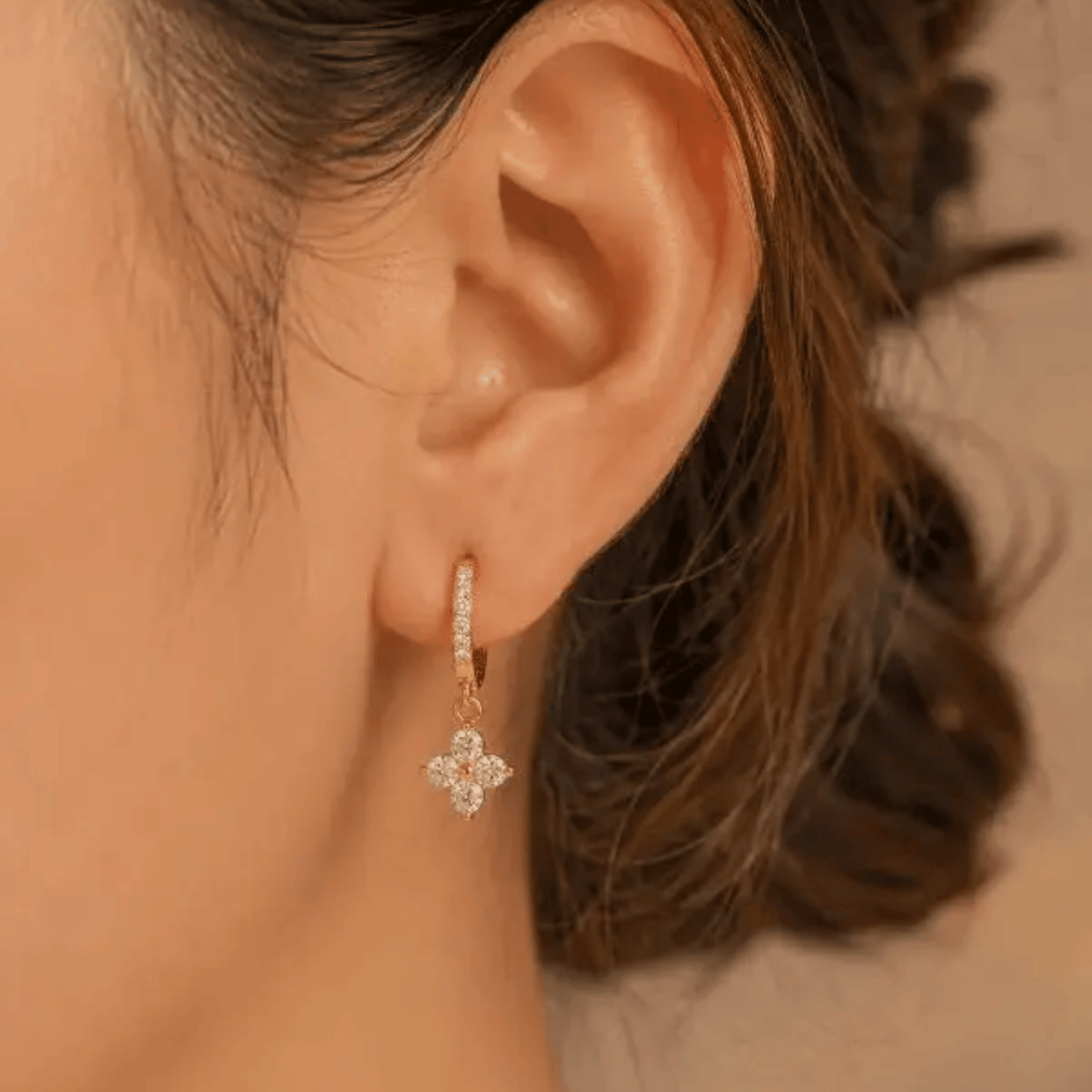 Crystal Blossom Charm Huggie Earrings