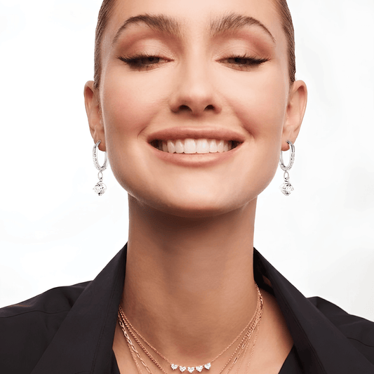 Crystal Solitaire Charm Huggie Earrings