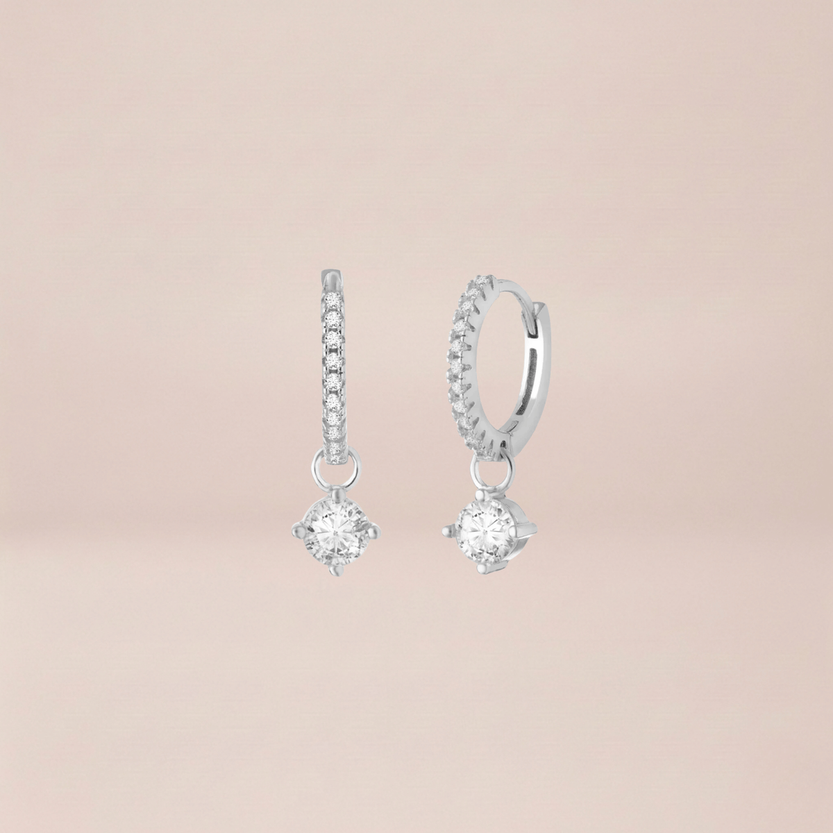 Crystal Solitaire Charm Huggie Earrings