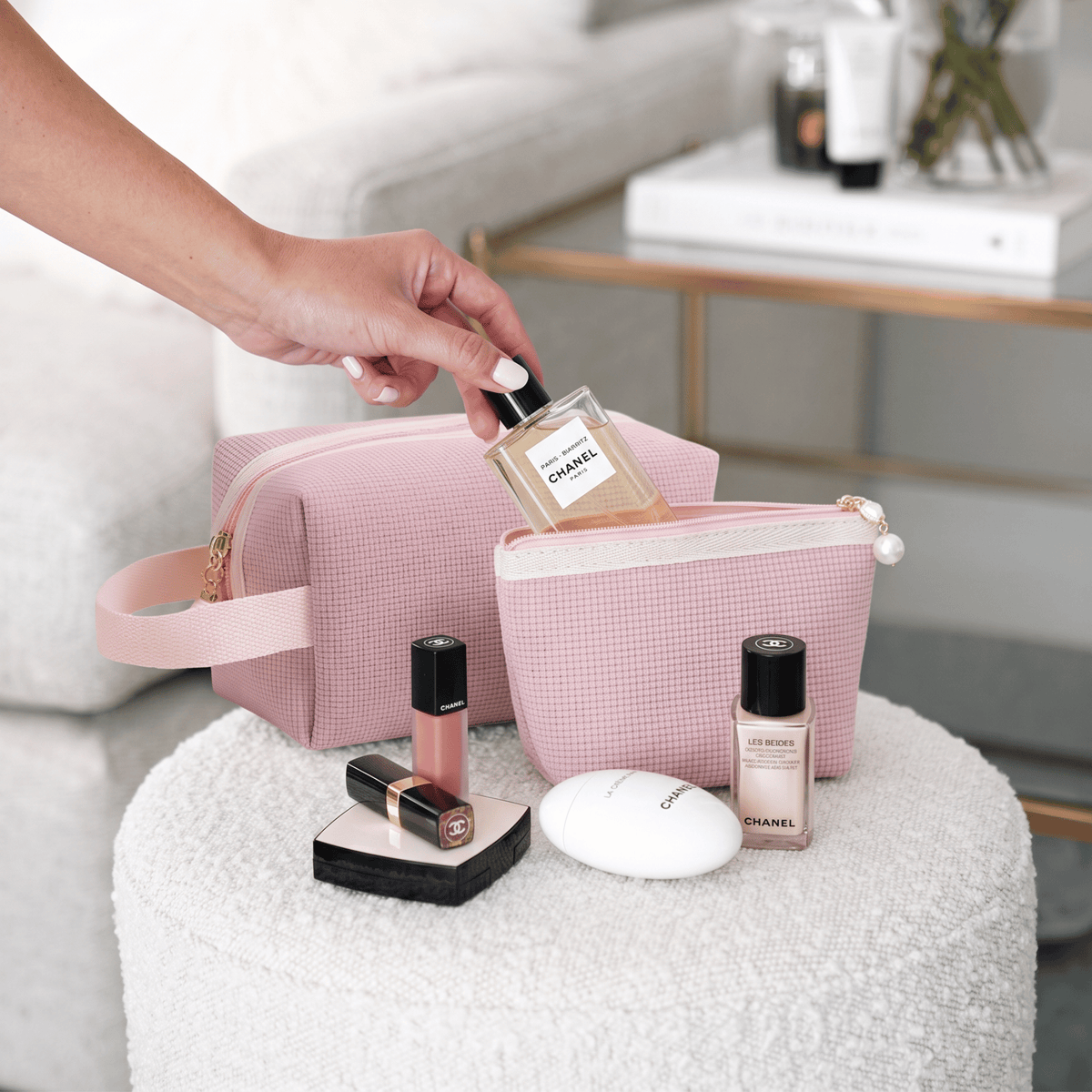 Blush Rose Dual Cosmetic Pouch Set