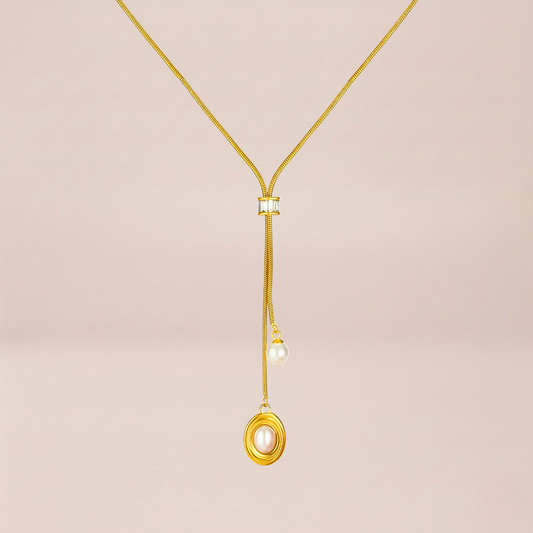 The Pearl Lariat Solitaire Necklace