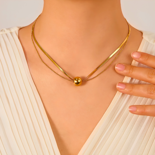 The Golden Sphere Duo Necklace