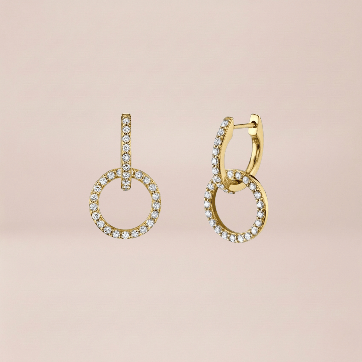 Pavé Double Circle Charm Hoops