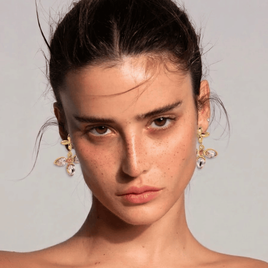 Pink Crystal Blossom Drop Earrings