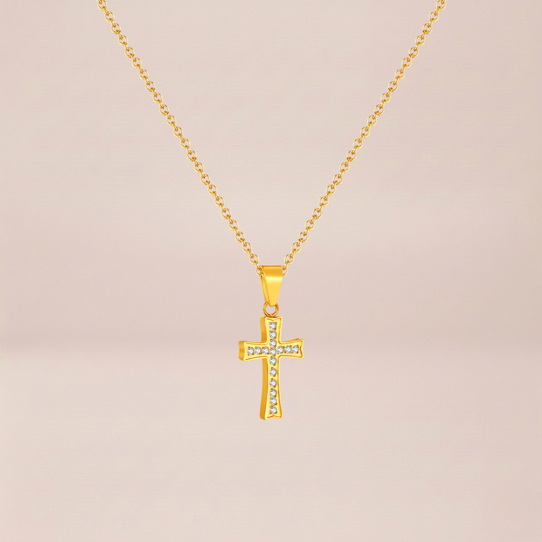 The Pavé Cross Solitaire Necklace