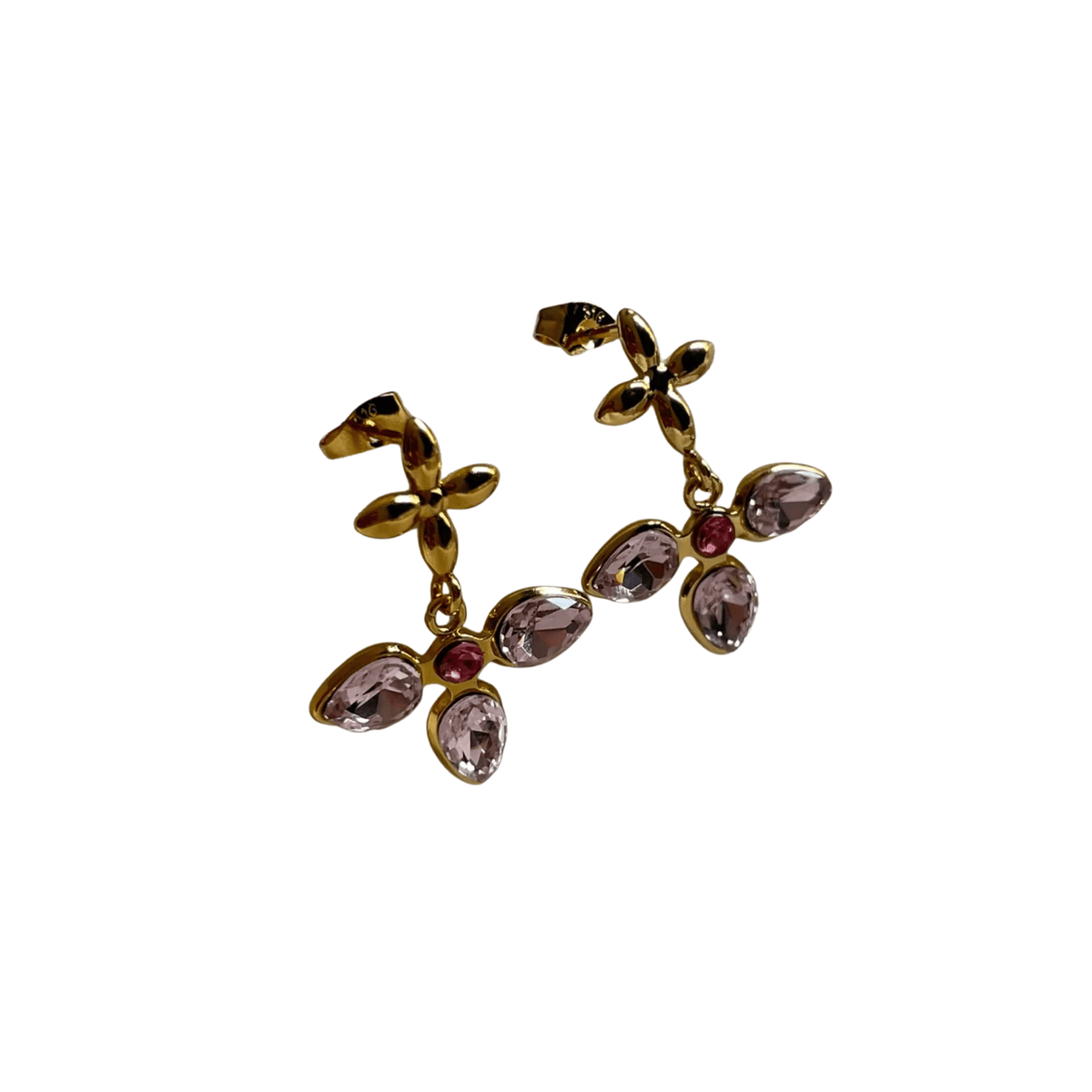 Pink Crystal Blossom Drop Earrings