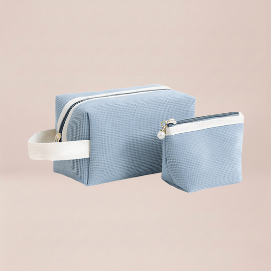 Sky Blue Dual Cosmetic Pouch Set