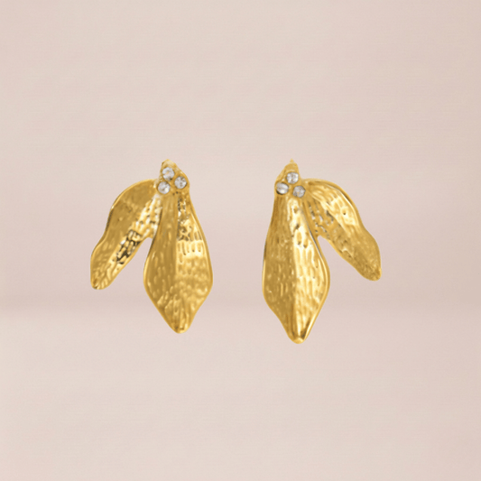 Gilded Botanical Leaf Stud Earrings