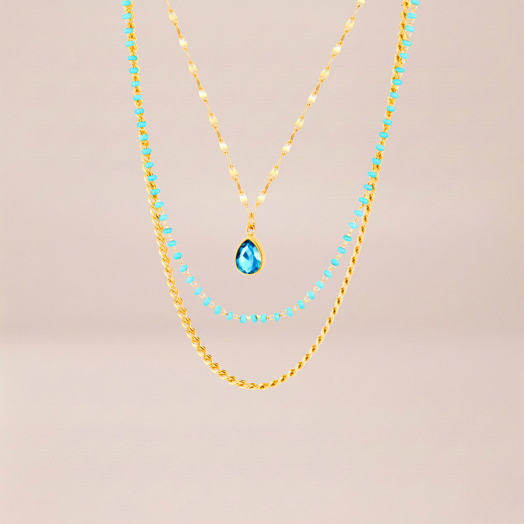 The Cerulean Drop Layered Necklace