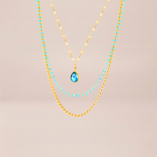 The Cerulean Drop Layered Necklace