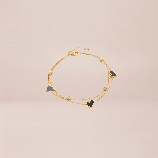 Aurelia Black Hearts Anklet