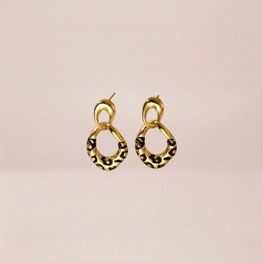 Leopard Enamel Drop Earrings