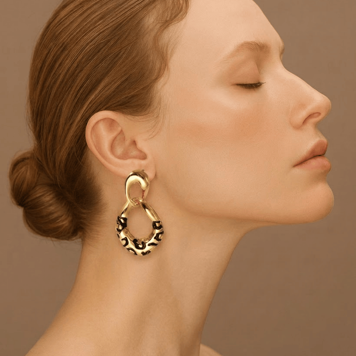 Leopard Enamel Drop Earrings