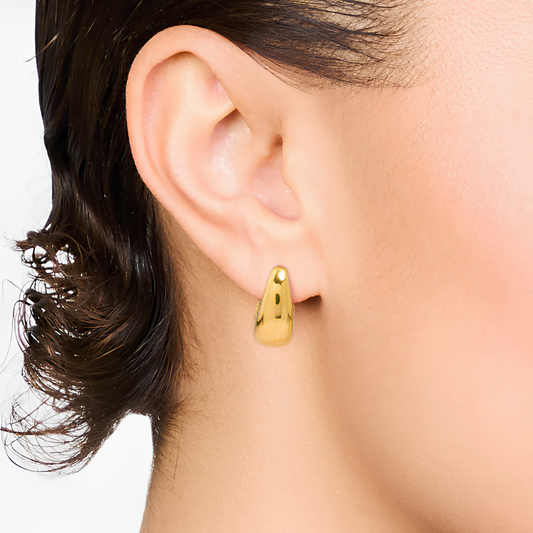 The Sculpted Drop Huggie Hoops