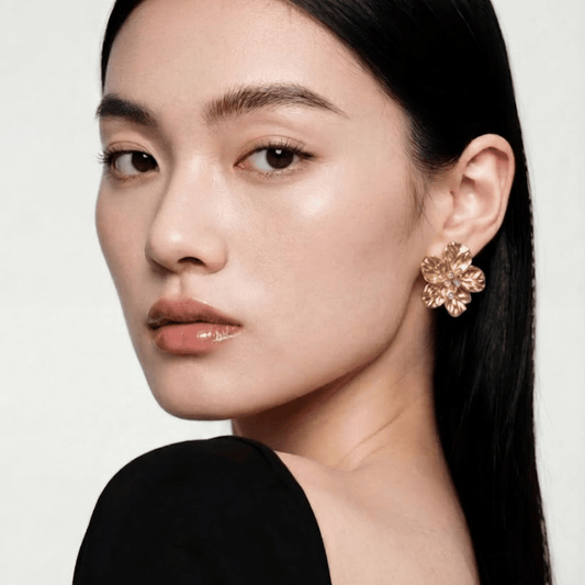 Gilded Petal Cluster Stud Earrings