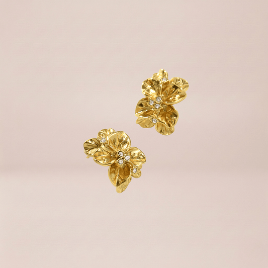 Gilded Petal Cluster Stud Earrings