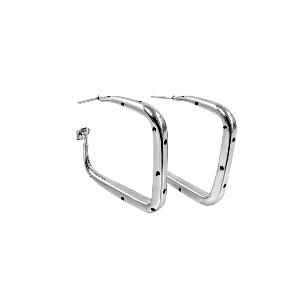 Speckled Geometric Rectangular Hoop Earrings