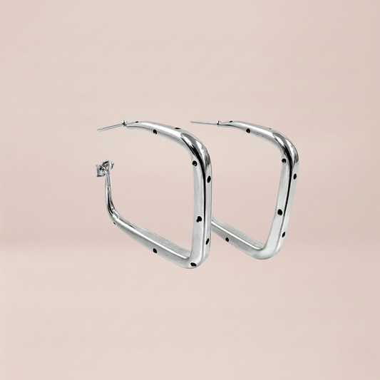 Speckled Geometric Rectangular Hoop Earrings