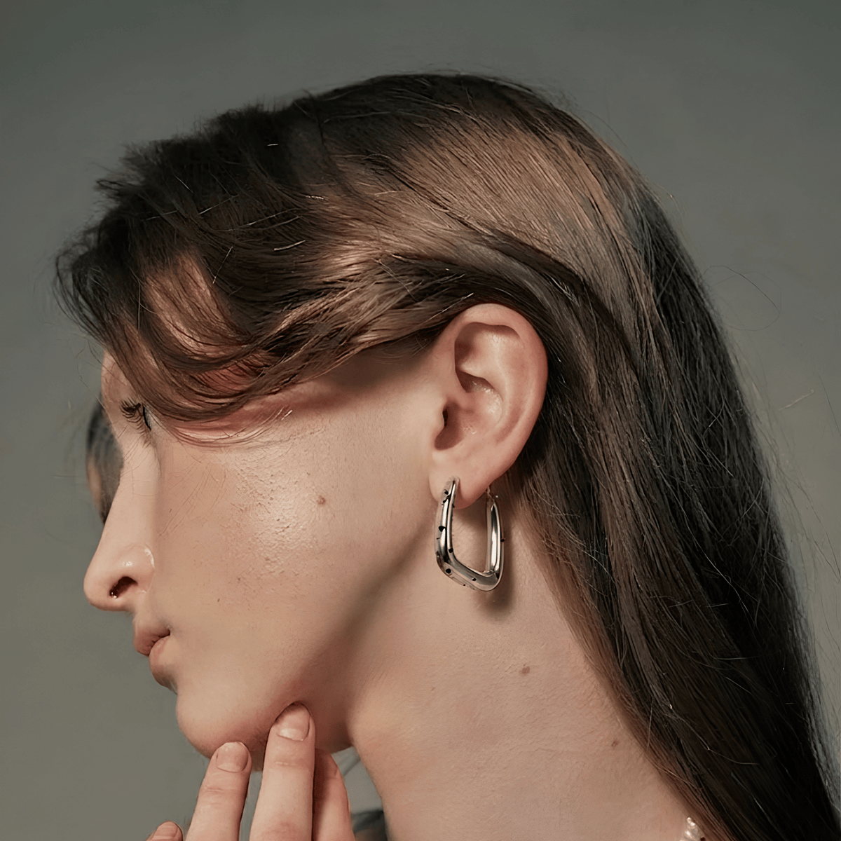 Speckled Geometric Rectangular Hoop Earrings