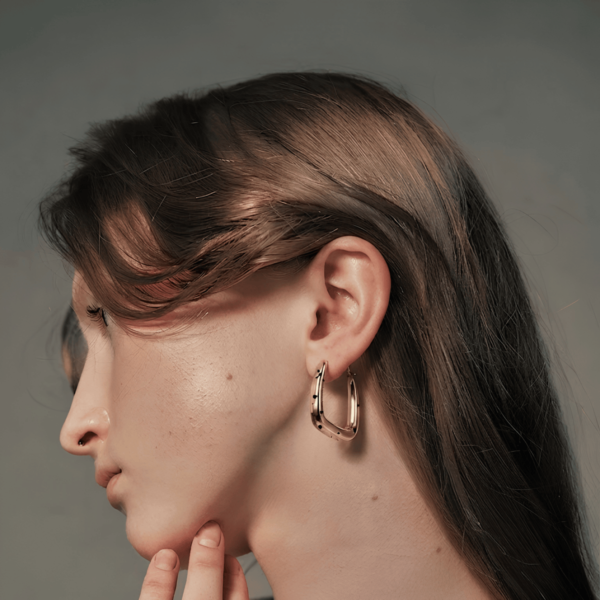 Speckled Geometric Rectangular Hoop Earrings
