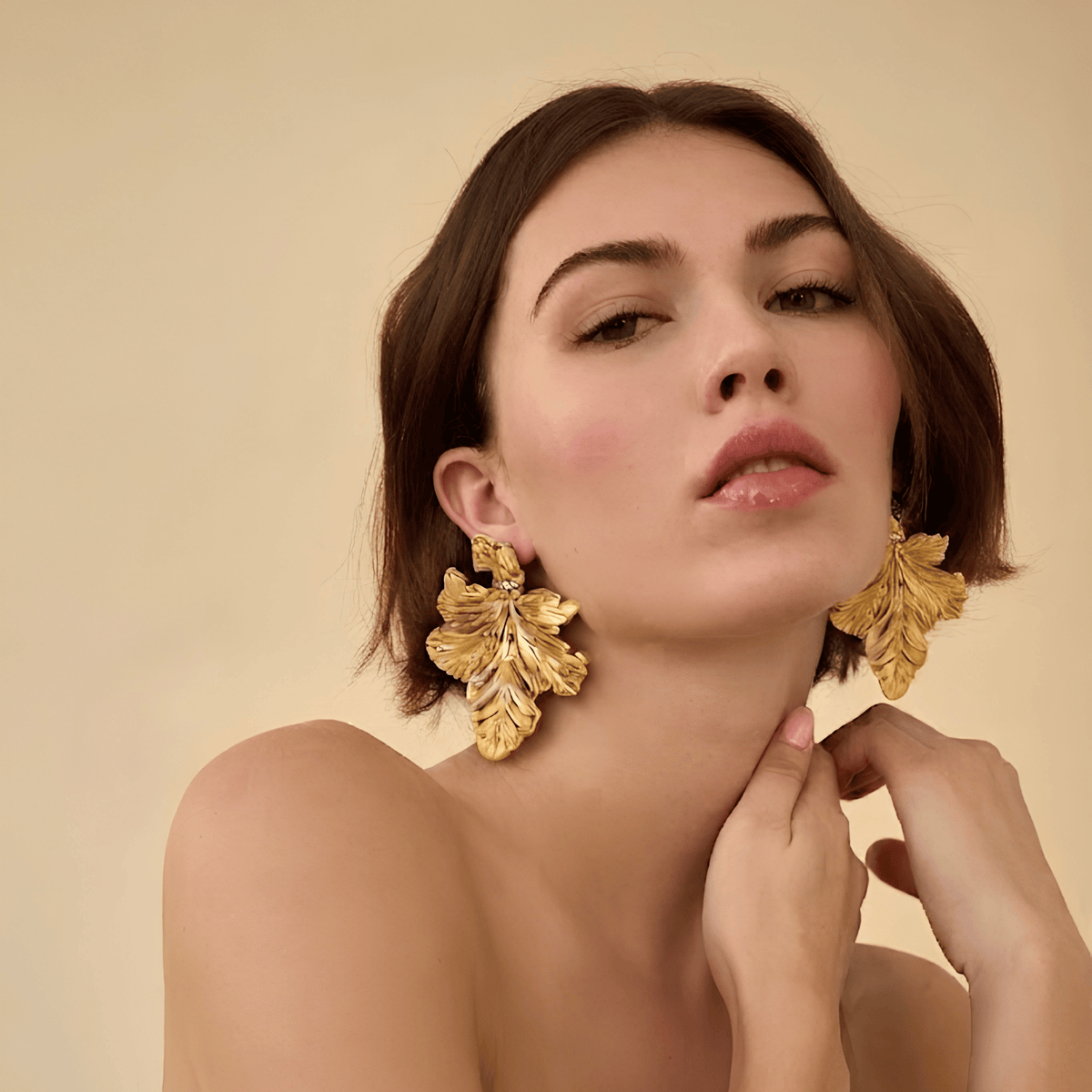 Gilded Maple Leaf Stud Earrings