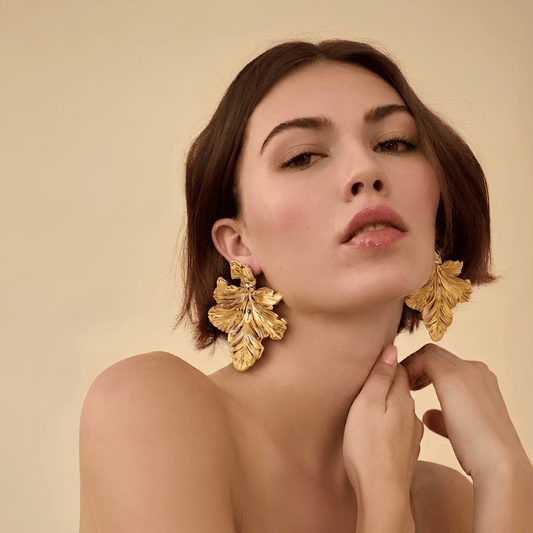 Gilded Maple Leaf Stud Earrings